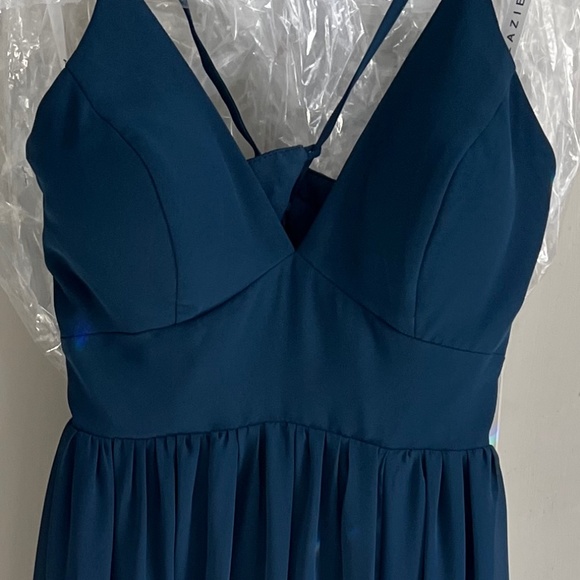 Slate Blue Chiffon Bridesmaid Dress - Picture 4 of 10